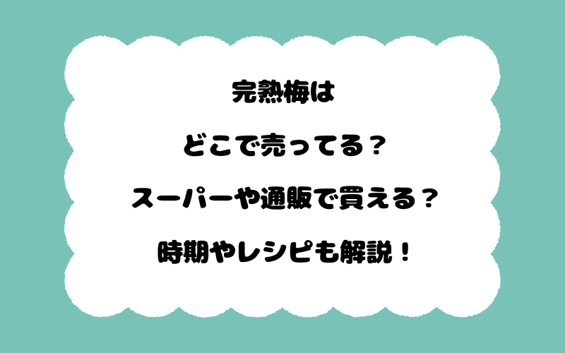 完熟梅はどこで売ってる？スーパーや通販で買える？時期やレシピも解説！