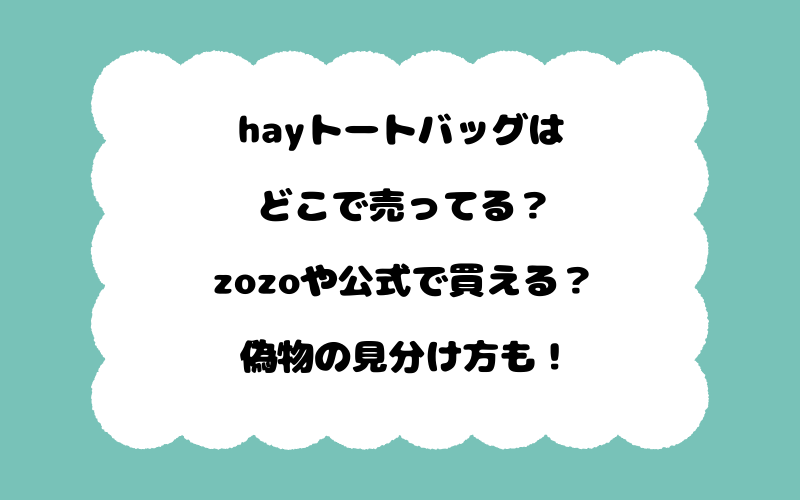 hayトートバッグはどこで売ってる?zozoや公式で買える?偽物の見分け方も!