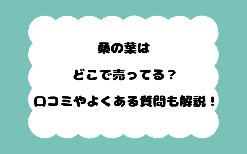 桑の葉はどこで売ってる？口コミやよくある質問も解説！
