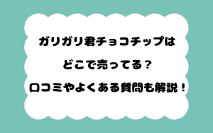 ガリガリ君チョコチップはどこで売ってる？口コミやよくある質問も解説！
